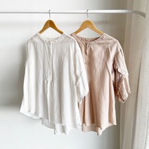 데일리와이 국내제작 캔디 린넨 셔링 퍼프 블라우스 빅사이즈 3color