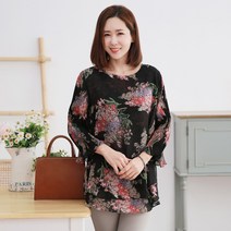 엄마옷 백합사 수국 플리츠 소매 쉬폰 블라우스[P201_301] 40대 50대 중년여성의류 여성용 마담 미시옷