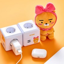 파워존 카카오 멀티탭 프렌즈 파워큐브 USB 고용량, 화이트-리본라이언