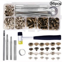가죽공예 도구 가죽 스냅 패스너 키트 금속 프레스 버튼 스터드 망치 설치 DIY Bouton, [06] Set5-86pcs