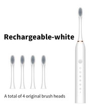 최신 6 속도 전동 칫솔 성인용 가정용 USB 충전식 음파 울트라 소닉, [01] WHITE