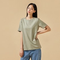 [JAJU/자주] 여 실켓 코튼 반팔 티셔츠_카키