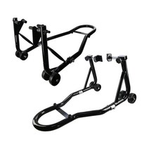 2Pcs 내구성 오토바이 전면 후면 990lb 로드 베어링 스풀 스타일 유지 휠 리프트 목장 자전거, 금속, 검은색, 2개