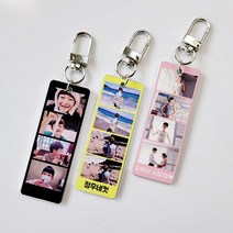 메탈 포토 인생네컷 키링 커플 반려동물 선물 에어팟 버즈 프로 자동차 차량용 키링 키홀더, 03.폴라로이드키링(다른양면), 동글체, 로즈핑크