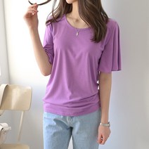 데일리앤 레이온 소매프릴 루즈핏 반팔 티셔츠 로즐리