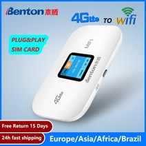 공유기 벤튼 4g lte 휴대용 와이파이 라우터 네트워킹 sim 카드 무제한 무선 동글, 2050mah, 유럽 ​​버전 주도