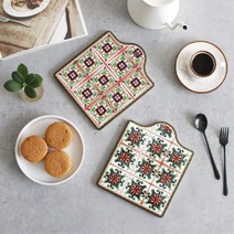 이탈리아 도자기 타일 코르크 냄비받침 일인샵 주방소품 뚝배기받침대 키친, 그린