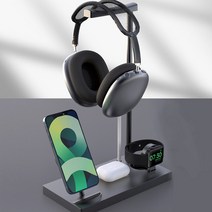 UM2 UMWH-MF LED 7in1 무선충전기 헤드폰스탠드거치대, UMWH-MFLED7IN1(블랙), 1개