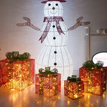[김연아크리스마스씰] 프리미엄 크리스마스 대형 장식 LED 전구 눈사람 사슴 네온 별 설정 2, 니켈선물상자35cm-웜