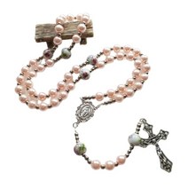 십자가팬던트 예수 십자가 묵주 목걸이 가톨릭 구슬 긴 체인 여성 보석 선물 십대 A0KF, 04 Pink