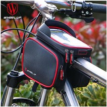 JS automotive 자전거 산악용 MTB 프레임 대용량 스마트폰 방수 지퍼 포켓 수납 라이딩 전용 용품, 레드