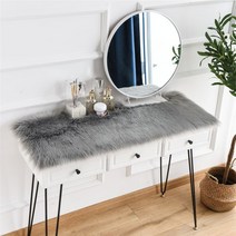 라쿤 에코퍼 양털매트 테이블 화장대 쿠션 7종 콘솔 화장대 직사각 정사각 퍼매트, 40x60 직사각형, C 그레이