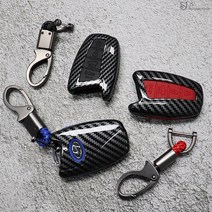 [JS AUTOMOTIVE] 싼타페DM 그랜져HG 제네시스 DH 현대 4버튼 스마트키 분실방지 키케이스, 4버튼 케이스 블랙_ 키링 블랙