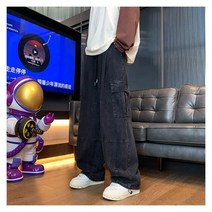 남녀공용 멀티 포켓 워싱 카고 팬츠