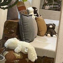 데데리트 귀여운 나른 곰돌이 애착 인테리어 패브릭 소품 인형, 2.화이트