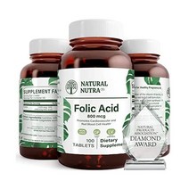 Nutra엽산Folate비타민B9SplementPrenatal 산전비타민HeartCardiovascularRedBloodCellation채식주의자글루텐 프리800mcg100정