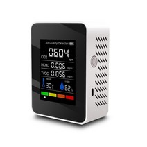 실내 공기질 측정기 농도 휴대용 산소 습도 공기 이산화탄소 미세먼지 5in1 co2 meter 다기능 대기 질 감지기 디지털 온도 테스터 tvoc hcho 모니터 테스터 218, 협력사, 1pc 흰색