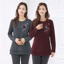 모슬린 엄마옷 눈이 반짝 모티브꽃티셔츠 ETS910246 마담 미시옷 중년여성의류 빅사이즈 50대 60대여성옷