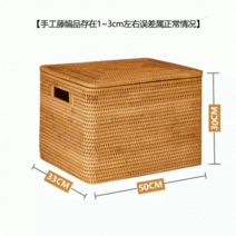 라탄 정리 바구니 바스켓 플라스틱 트레이 대나무 대형 손잡이 미니 철제 패브릭 사각 수납, 일반 손잡이형+뚜껑XXL(50*33*30cm)