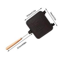 질화 프라이팬 후라이팬 무쇠 웍 궁중 기타틀기타오븐팬 샌드위치 베이킹 팬 가역 양면 금형 빵 토스트 도구, Black, Black