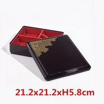 예쁜 일회용 도시락 용기 포장 도시락통 상자 일본 쌀 스시 케이터링 식품 보관 구획, 2-21.2x21.2xh5.8cm