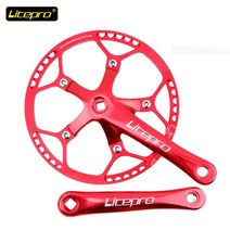 MTB자전거 가성비좋은 튼튼한 산악 입문용 접이식 자전거 체인 휠 크랭크 BMX 스퀘어 홀 넓고 좁은 치아 4, 02 PBC001Red Crankset_03 53T