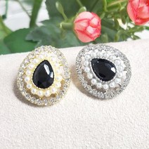 20*23mm물방울 단추 모음 1개, 금도금, 검정