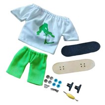 GHSHOP 핑거 스케이트보드 핑거보드 의류 포함 어셈블리 액세서리 포함 어린이용 핑거팁 무브먼트 어셈블리 완구 모든, 스케이트보드: 10x3cm, 나무 천, 녹색
