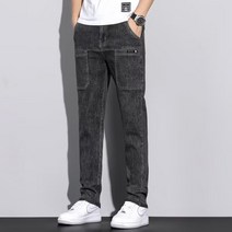 7 사계절 아메리칸 트렌드 와이드 데님 팬츠 스판 허리 밴딩