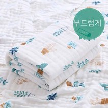 캐릭터 순면 6단 거즈 목욕 타월, 110*110cm, 고밀도 6 층 빗질-[작은 공룡]]