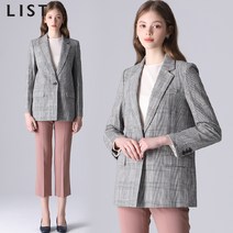 리스트 패플단독-리스트 글렌체크 원버튼 코튼 재킷