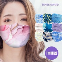 센스가드 숨쉬기 편한 국산 비말차단 패션 덴탈 마스크 40종 10매입, 진청