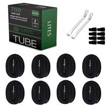 (2개의 타이어 레버가 있는 8개의 내부 튜브) LITES 28 700x20-25C 프레스타 밸브 60mm 로드 바이크 교체 내부 튜브 타이어 사이즈 700c x 20 23 2