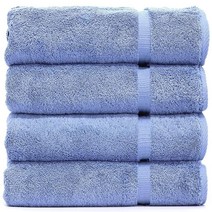 베어 면 럭셔리 호텔 및 스파 타월 100% 정품 터키산 목욕 타월 도비 테두리 화이트 4개 세트, Bath Towels - Set of 4, Wedgewood
