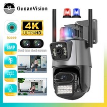 야생동물CCTV 농막 듀얼 렌즈 자동 추적 방수 보안 비디오 감시 경찰 조명 경보 야외 와이파이 PTZ 8MP 4K IP 스크린, 21.8MP Add 32G SD Card - EU 플러