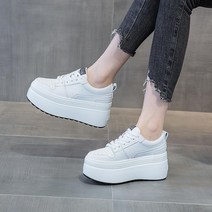 여성 단화 운동화 통굽 스니거즈 블랙 화이트 8cm