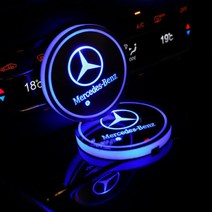 벤츠 AMG LED 컵홀더 발광 패드 USB 충전식 실내 장식 조명 1SET 2P, AMG로고