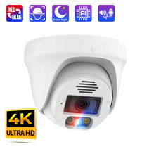 Techage-UHD 4K 8MP 5MP POE IP 카메라 빨간색 파란색 조명 경고 스마트 AI 얼굴 감지 방수 컬러 야간 보안 카메라, 3.3pcs 8MP Camera