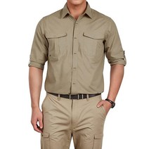 FREE SOLDIER 남성용 긴소매 UPF 50+ 낚시 셔츠 보호 하이킹 경량 통기성 빠른 건조 (카키 S) 292660, XX-Large, Khaki, Khaki
