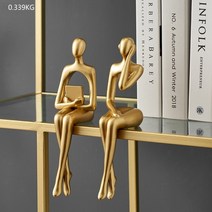 실내 장식용 인형 홈 액세서리 북유럽 거실 장식 수지 장식 휴머노이드 골드 추상 동상 골동품 카페인테리어 집꾸미기 방꾸미기 빈티지소품 카페소품, ㅏ