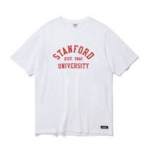 [유니버셜유니버시티] STANFORD 스탠포드 바이오워싱 반팔 티셔츠 커플 크루넥 화이트 흰색 프린팅 아이비리그 라운드넥 티 (남여공용)