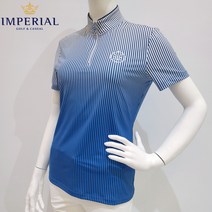 임페리얼 골프웨어 여성 [20S/S 최저가] 여름 COOL 냉감 스트라이프 그라데이션 차이나 카라 반팔 티셔츠 (블루) BCP0A1104 (임페리얼 부천 뉴코아)