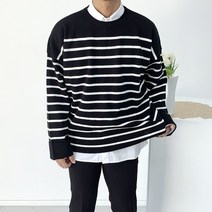 반즈 남자 루즈핏 유니크한 소매 롤업 단가라 라운드니트3color