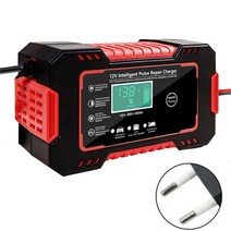 EAFC-배터리 충전기 12v 6a 펄스 수리 LCD 디스플레이 스마트 충전 AGM 딥 사이클 젤 납 산성 자동 자동차 고속, 04 Red EU Plug