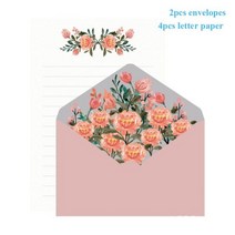 6pcs 인쇄 꽃 세트 봉투 kawaii 편지지 결혼식 인사말 카드 봉투 초대장 편지 용지 사무실 학교 용품, peony