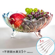 그릇 접시 놓다 수박 의 소자 생활 고급품 팬시 유러피안 유리 대야 큰사이즈 현대 응접실이 있다 2455989022, 진주쌀 빅 그릇 접시 _5과일 포크