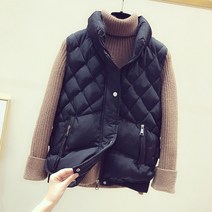 여성 모피 조끼 털 가을 겨울 다운 코튼 숏 스타일 다목적 다이아몬드 민소매 코트