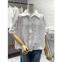 애티쉬 루즈핏 엠보싱 스트링블라우스 BBS1R426