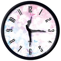 발레 시계 벽시계 학원 교습소 발레리나 아이방 선물, 블랙 풀 디지털 댄싱 14인치