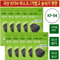 KF94 마스크 블랙칼라 헬스헬퍼 식약처 FDA승인 황사 미세먼지 예방 비말 덴탈 셀팡, 100매